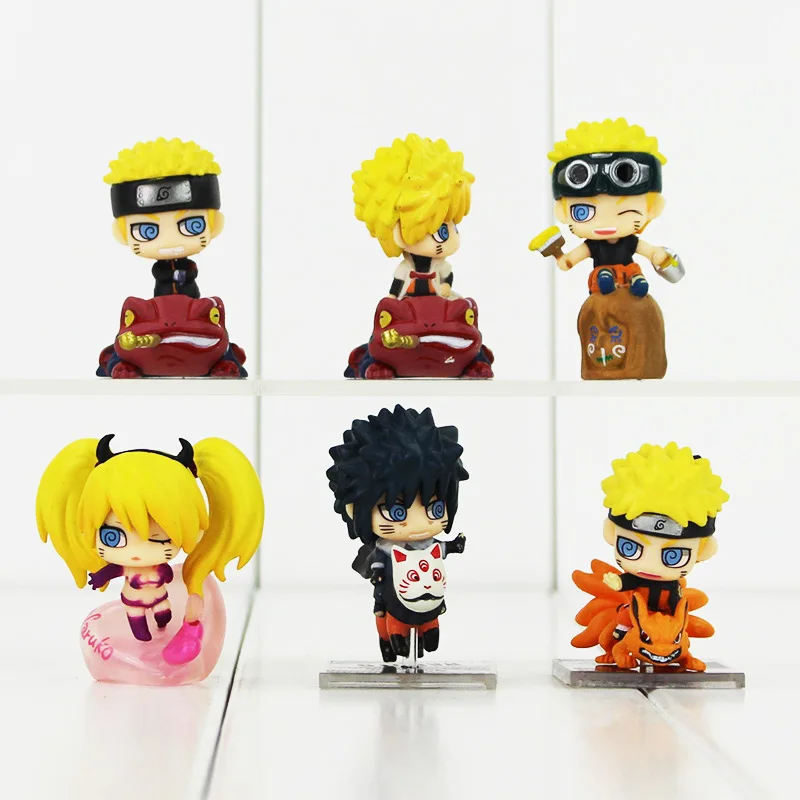 

6Pcs/Lot PVC Naruto Action Figure Naruto Sakura Kakashi Q Edition Animal Toy Collection Japanese Anime Figure Model Toy Gift