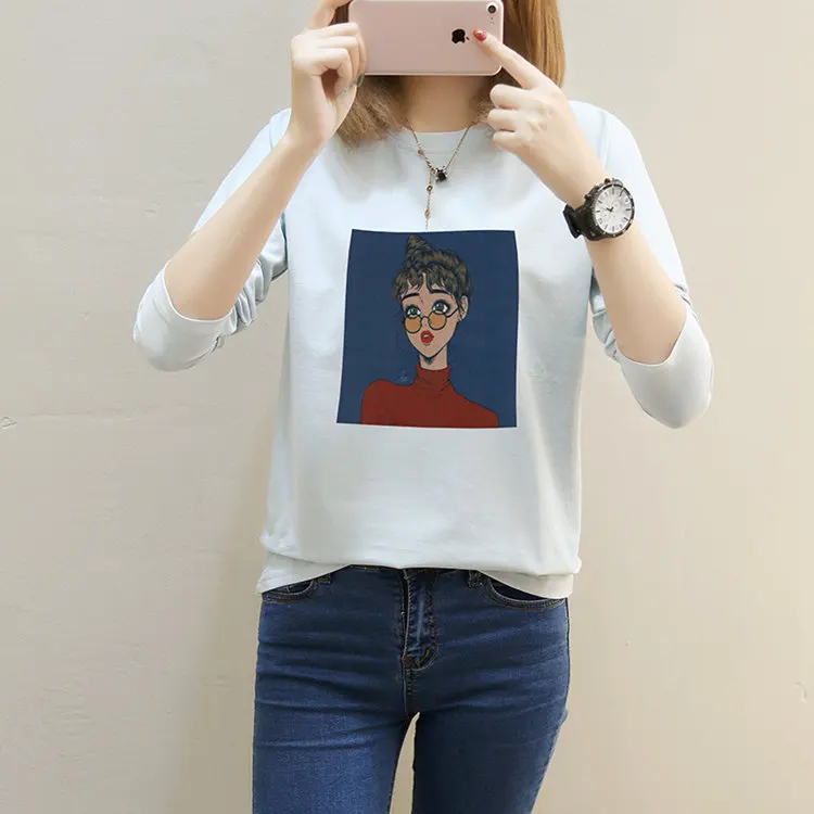 Autumn Cartoon Printed Tshirts Women's Long Sleeve T-shirt Female Casual Tees M-XXL Cotton T-shirts For Women Poleras Mujer 2019 (14)