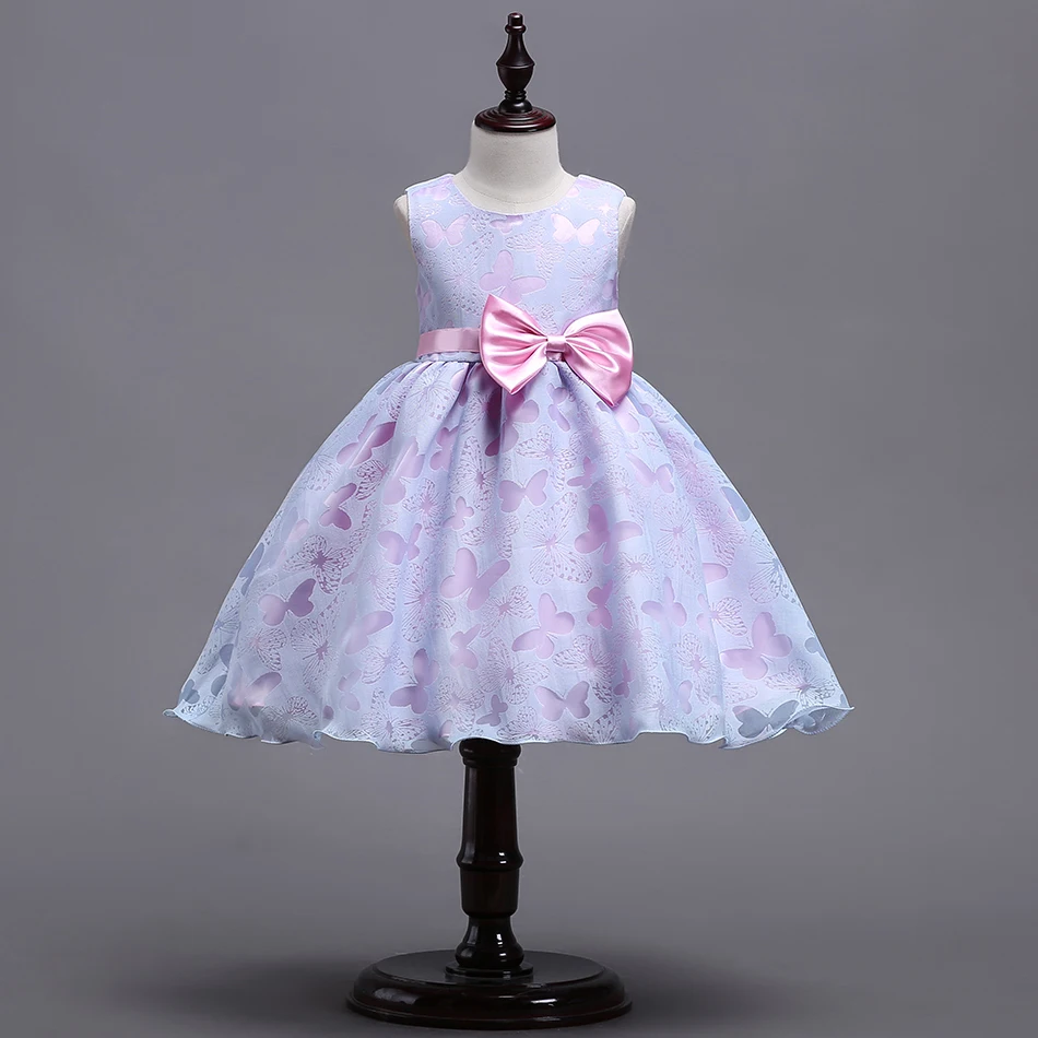 PaMaBa/Элегантные платья принцессы с рисунком бабочек для девочек, фиолетовый/зеленый пояс с бантом, детское торжественное праздничное платье, праздничные халаты, платье