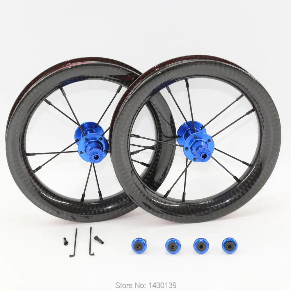 Flash Deal Newest 12" inch 25mm Slide car Push bike Scooter twill 3K full carbon fibre bicycle wheelset carbon clincher rims 12er Free ship 6