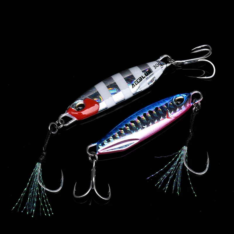 ALLBLUE Enhanced Metal Cast Jig Spoon - Shore Casting Fishing Lure & Artificial Bait Tackle