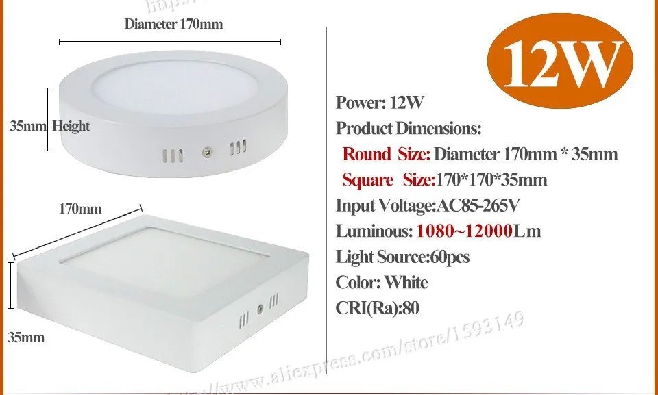 Поверхностный светодиодный панельный светильник 6 Вт 12 Вт 18 Вт круглый/квадратный светодиодный потолочный светильник s светодиодный светильник AC85-265V SMD2835 потолочный светильник