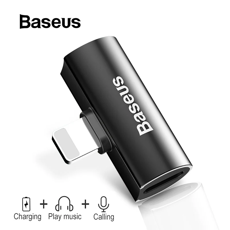 

Baseus Aux Audio Adapter for iPhone X 8 7 Plus Splitter 2 in 1 Earphone Headphone&Charge Cable for iPhone XR Xs Max USB Adapter
