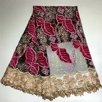 

Latest Rose Red French Nigerian Laces Fabrics High Quality Tulle African Laces Fabric Wedding African French Tulle Lace 922