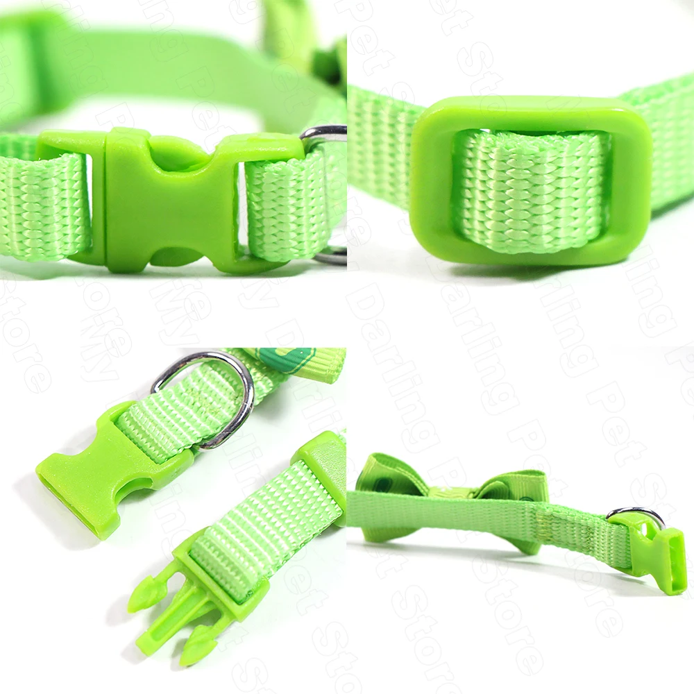 Green-Nylon-Dog-Collar-Adjustable-Collars-for-Cat-Necklace-Leash-Solid- (5)