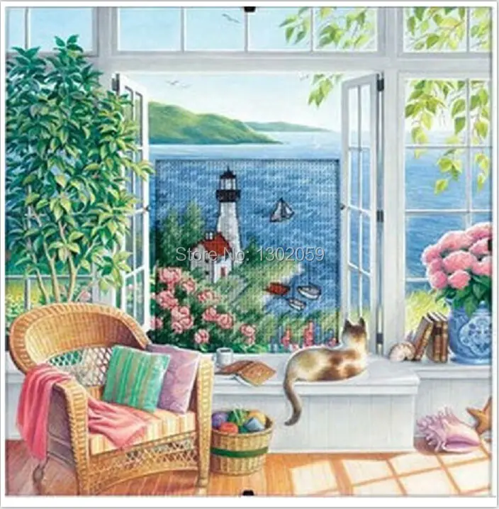 Набор для вышивки маяк на море 18 карат/16 карат/14 карат/11 карат/9 карат | Дом и сад