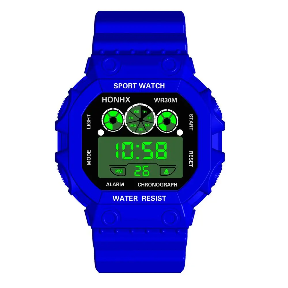 Роскошные, с тремя глазами, аналоговые, цифровые, спортивные, светодиодный, водонепроницаемые, светящиеся, наручные часы для женщин, девочек, мальчиков, Akilli Saat, спортивные часы* A - Цвет: Dark Blue