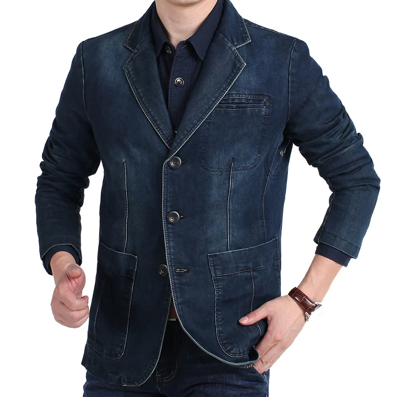 LONMMY M-4XL, джинсовая куртка, Мужской Блейзер, хлопковые костюмы для мужчин, ковбойский Блейзер, джинсовая куртка, Мужская куртка, брендовая повседневная одежда