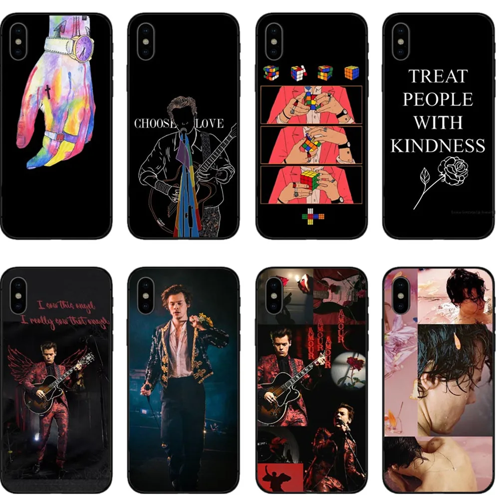 

Harry Styles Hand Watercolor One Direction Black Soft silicone TPU Phone Case For iPhone 5 5s SE 6 6s 6Plus 8 8 lus 7 XR XS MaxX