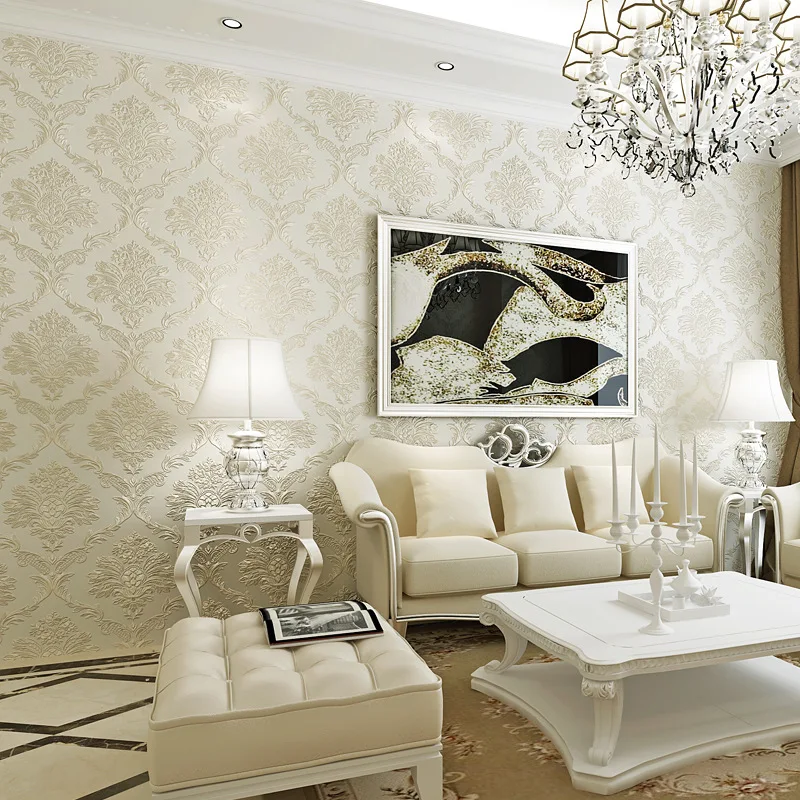 European Damascus wallpaper for living room papel de parede 3d glitter wall paper papier peint Luxury home decoration flooring