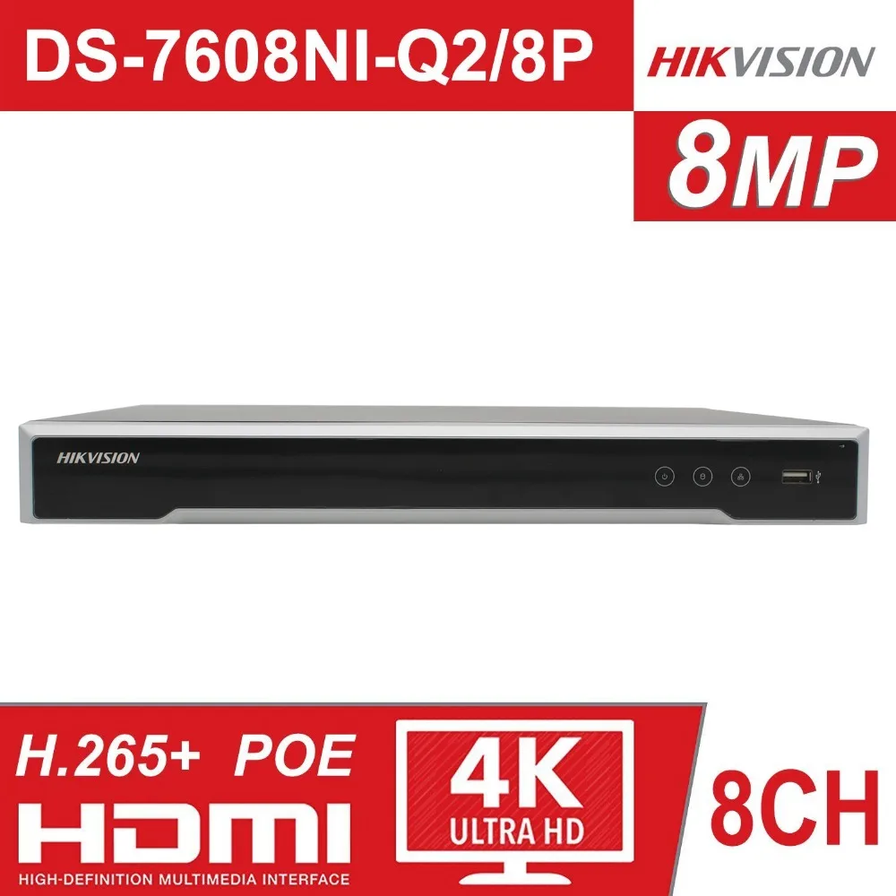 

Hikvision 8CH NVR DS-7608NI-Q2/8P 8 Channel 8 Independent POE NVRs for POE Camera 8MP Max 2 SATA Network Video Recorder