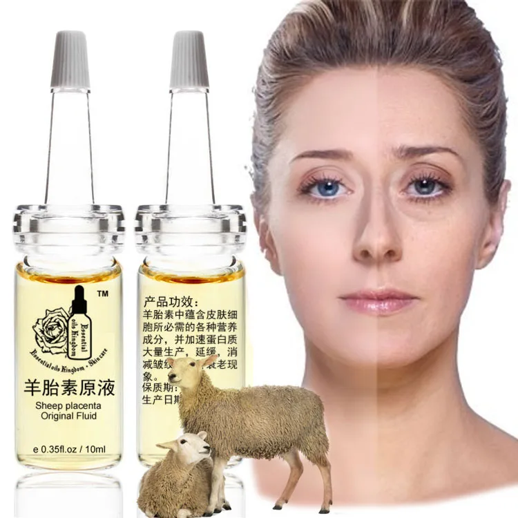 10ml * 2 հատ անվճար առաքում Ոչխարներ Պլասենտայի էքստրակտ հեղուկ սպիտակեցնող քսուք դեմքի բնական պլասենտայի քսուք Հակատարիքային կնճիռներ
