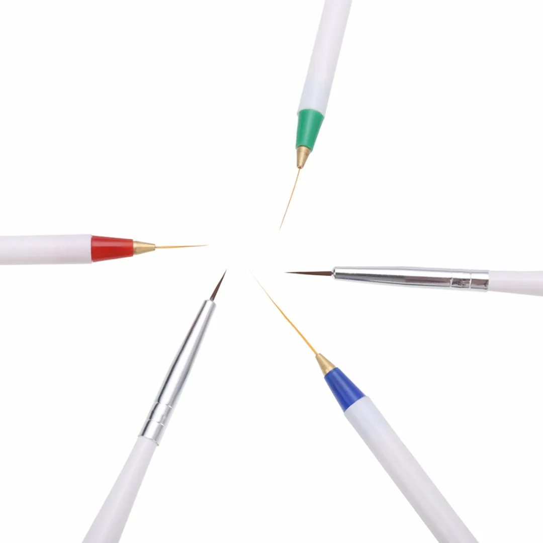 6pcs Nail Art Brushes Durable White UV Gel Fine Line Liner Drawing Brush Tiny Nail Painting Pen Tool Set