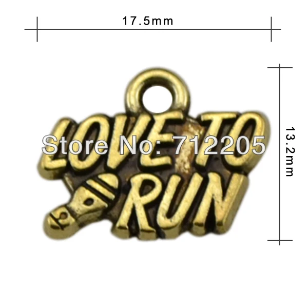 Модное античное покрытие из бронзы 50 шт. 1 лот винтажная модель Love To Run (H106842) |