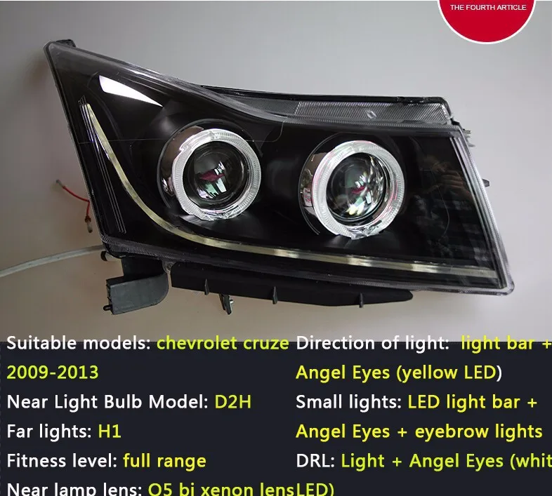 KOWELL автомобильный Стайлинг для Chevrolet Cruze светодиодные фары 2009 2010 2011 2012- angel eye led drl H7 hid Биксеноновые линзы ближнего света