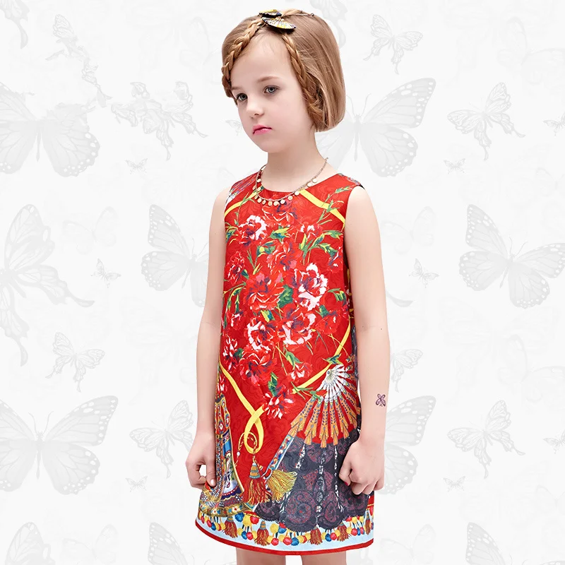 W.L.Monsoon Spring and autumn New Girl dress Thin section Floral vest Foreign cotton A-line dress tropical floral plus size a line dress