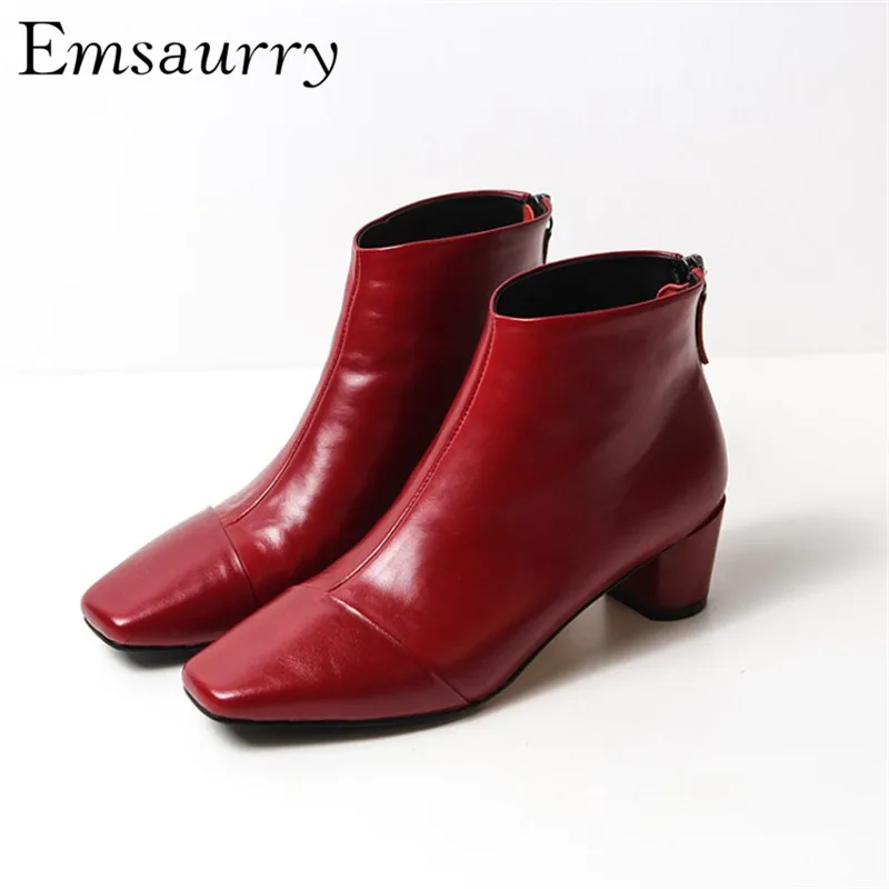 New Autumn Winter Ankle Boots Women Square Round Heel Square Toe Back Zip Short Booties Zapatos De Mujer New Autumn Winter Ankle Boots Women Square Round Heel Square Toe Back Zip Short Booties Zapatos De Mujer
