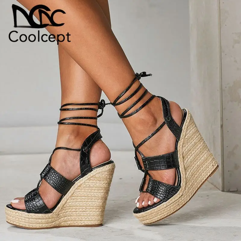 

Coolcept Ins Sexy Wedges Sandals Women Shoes 2019 Summer Leisure Party Platform High Heels Sandals Women Shoes Size 35-42