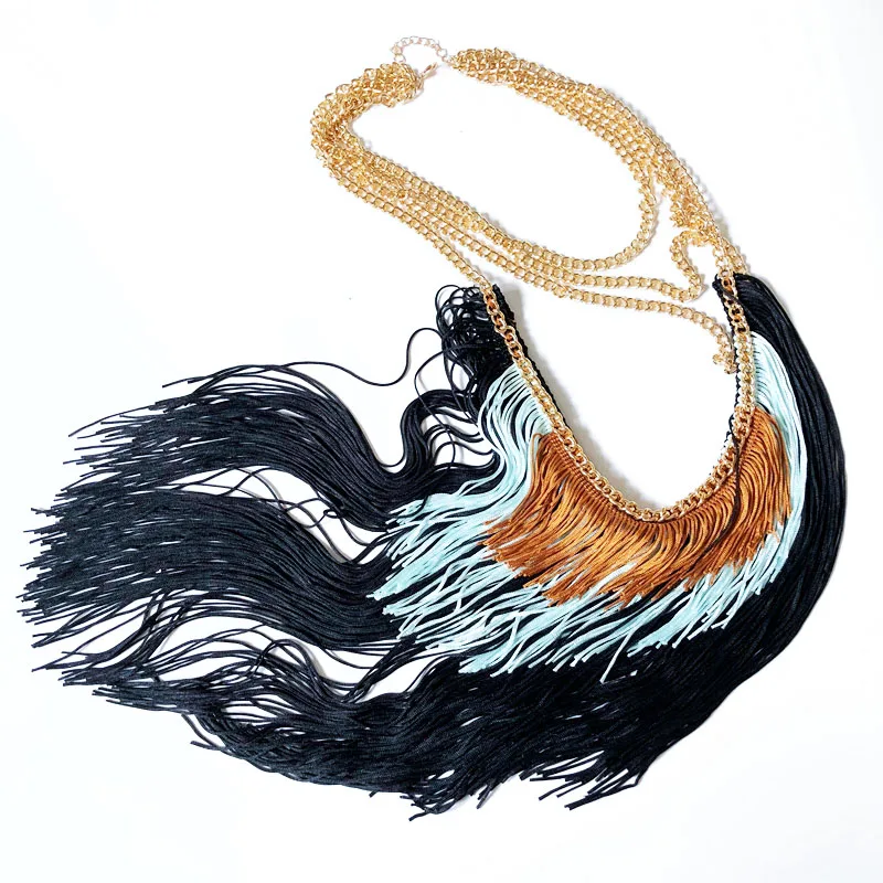

Free Shipping New Statement Chunky Mixed Color Handmade Collar Big Punk Styles Necklace