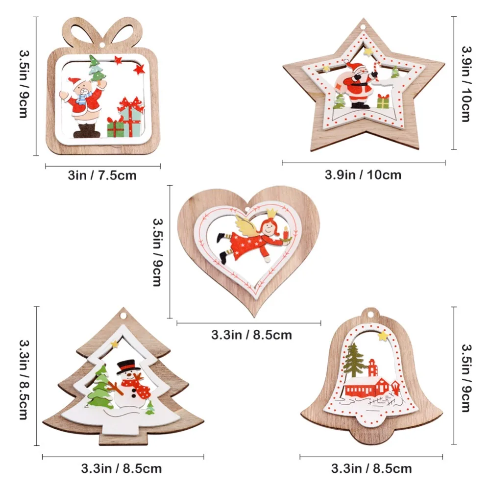 OurWarm 5 шт. деревянные поделки, украшения для рождественской елки, Санта-Клаус, снеговик, лось, подвеска, украшение для рождественской вечеринки, год