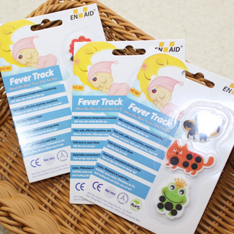 3pcs/pack Kids Children Baby Care Cartoon LCD Forehead Thermometer