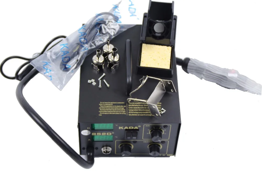 Free shipping Electric Soldering Irons KADA 852D+ Digital Hot Air Rework Welder Station SMD SMT Hot AiR & Iron 110V 220V