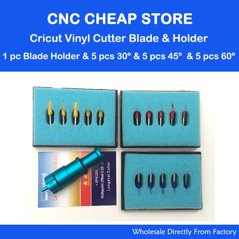 15pcs 30/45/60 degrees vinyl cutter plotter ROLAND blades + 1pc Cricut