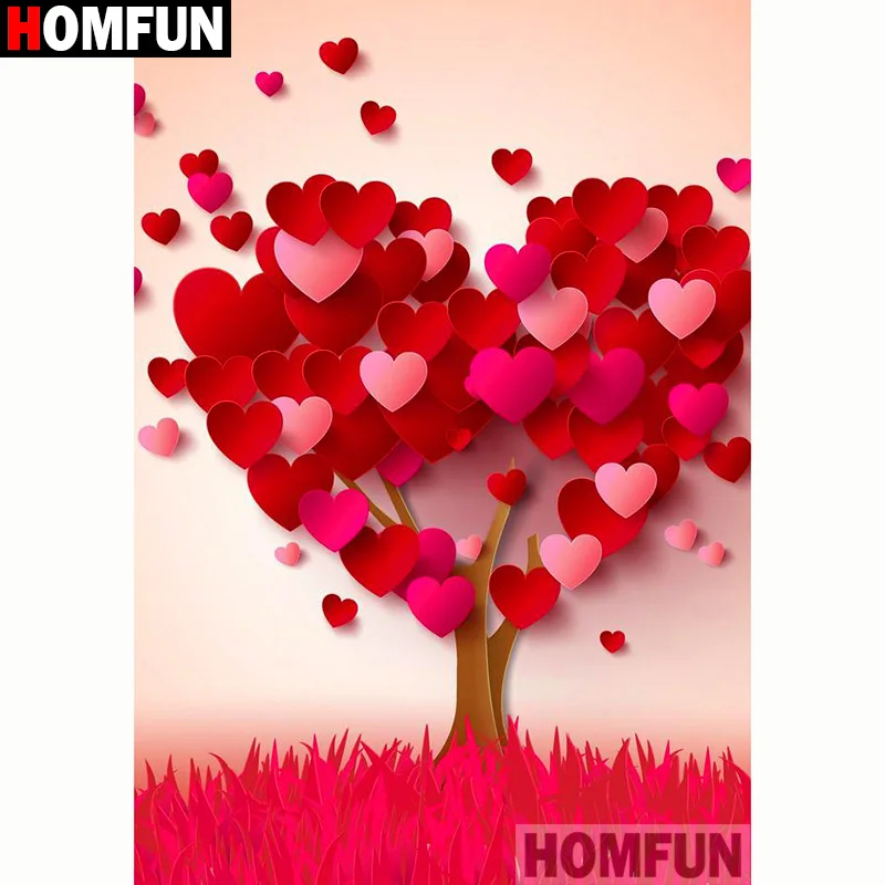 HOMFUN Full Square/Round Drill 5D DIY Diamond Painting &quotTree heart scenery&quot 3D Embroidery Cross Stitch Home Decor A20137 | Дом и сад
