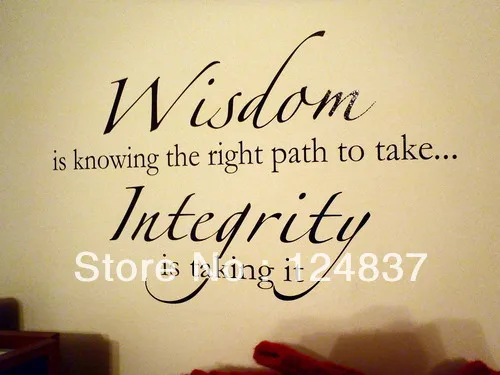 WISDOM KNOWING INTEGRITY Decor Vinyl Wall Decal Quote Sticker Inspiration