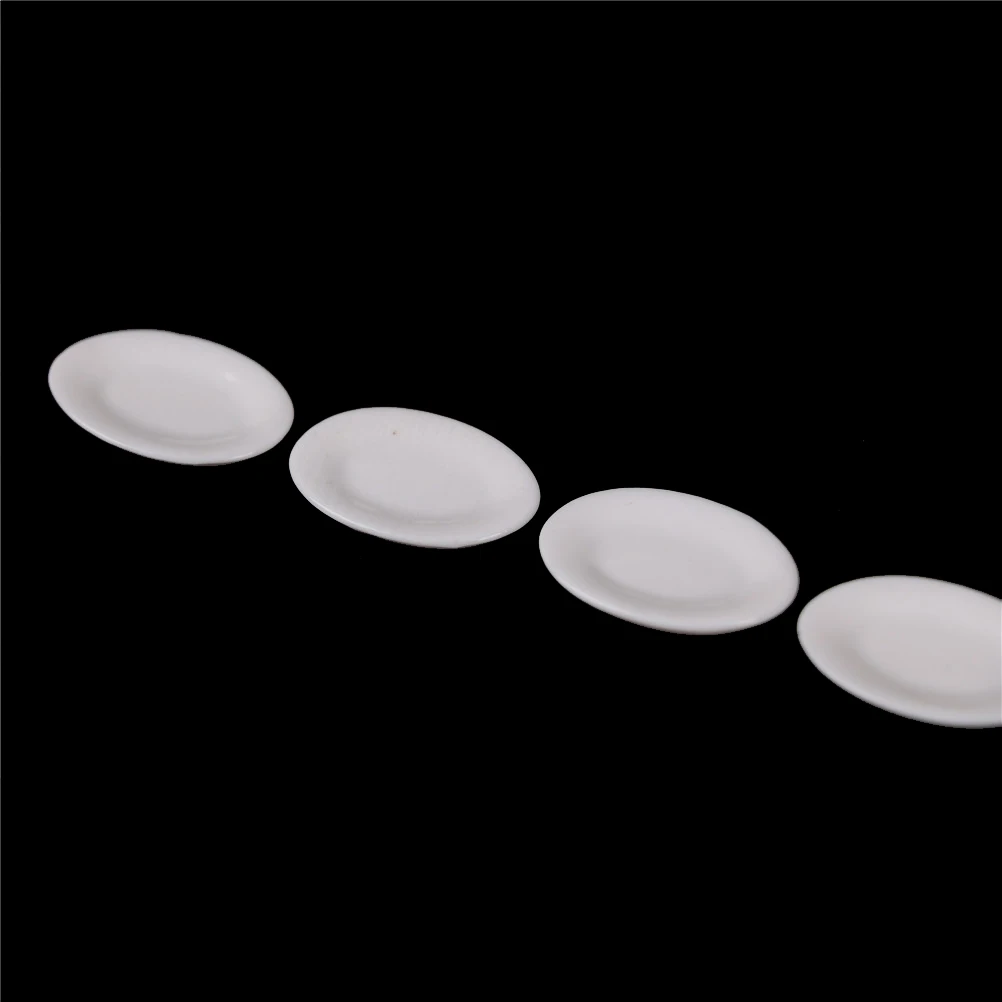

4Pcs/lot 1/12 White Or 1/6 Scale Miniature Dollhouse Ceramic Dishes Plate Tableware Decor Accessories