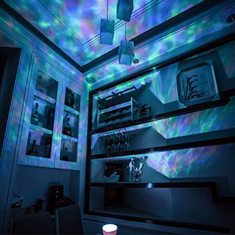 Led Night Light for Children Bedside Lamp Battery Powered Ocean Wave Projector USB Control TF Cards Music Player Speaker  (1)