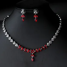 Jiayijiaduo индийский женский кристалл свадебный ювелирный набор Серебряный Цвет свадебное ожерелье серьги набор кристалл дропшиппинг