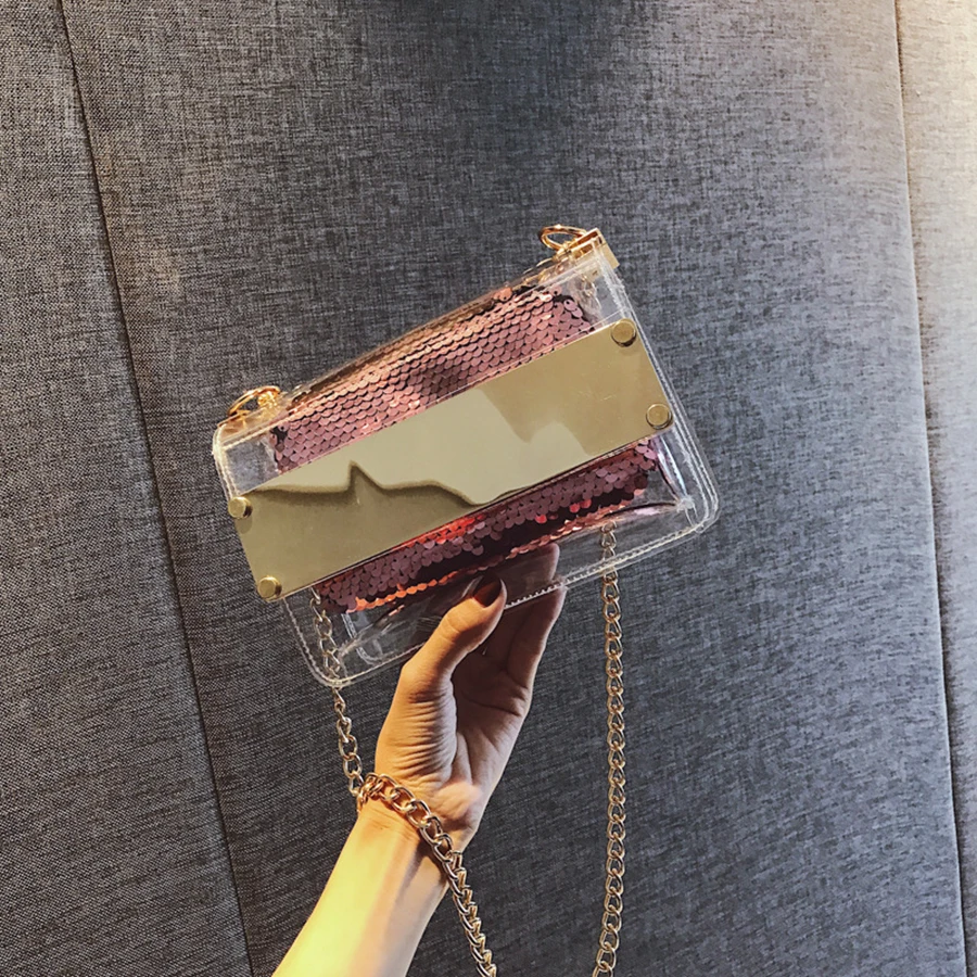 

Transparent Jelly Small Square Bag For Women Fashion Chain Shoulder Bags Ladies Crossbody Bag Pu Leather 2019 Summer New Style