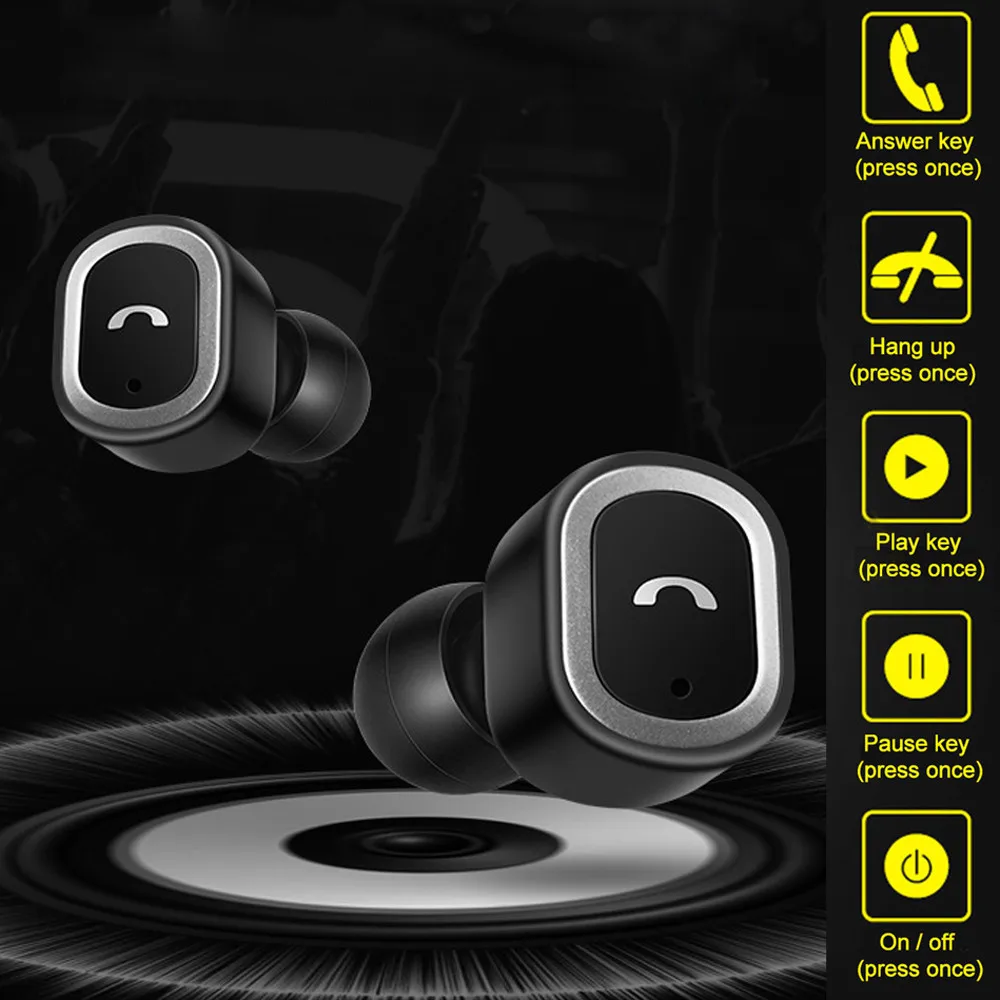 Twins In Ear Bluetooth Earphone wireless Stereo Bass Sport Earphones with MIC Mini bluetooth for Xiaomi | Электроника