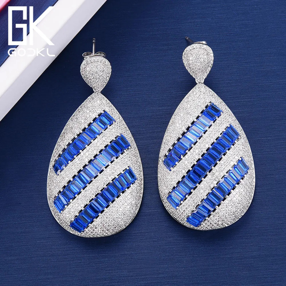 

GODKI Super Luxury Water Drop Cubic Zirconia Statement Drop Earrings For Women Bridal DUBAI Big Earring Jewelry Accessories 2018