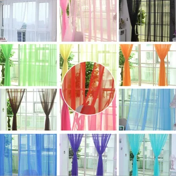 

2 Pcs/Set Modern Solid Tulle Curtains For Living Room Transparent Tulle Curtains Window Sheer For The Wedding Bedroom Decoration