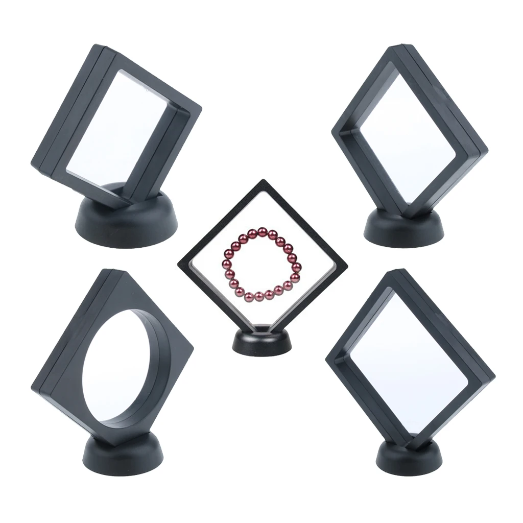 3D Floating Jewelry Display Frame Case Box Coin Display Stand Rack Holder bracelets necklaces earrings Jewelry Packaging 4 Sizes