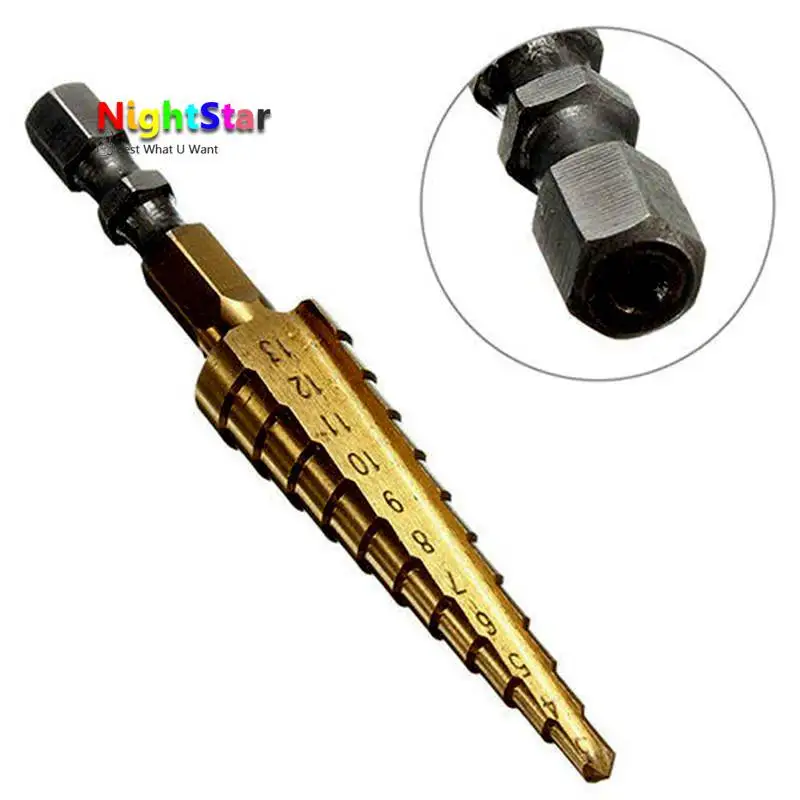 1Piece 3 13mm Titanium Step High End Drill Bit 1/4 Inch Hex Shank Step