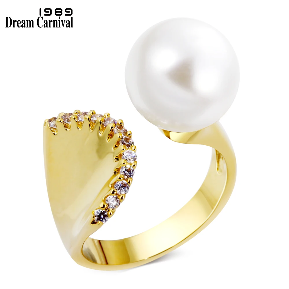 

DreamCarnival 1989 Pink Perla Rings Unique Style Zirconia Stones Anniversary Jewelry Costumes Gold Color Wedding Ring YR5428G