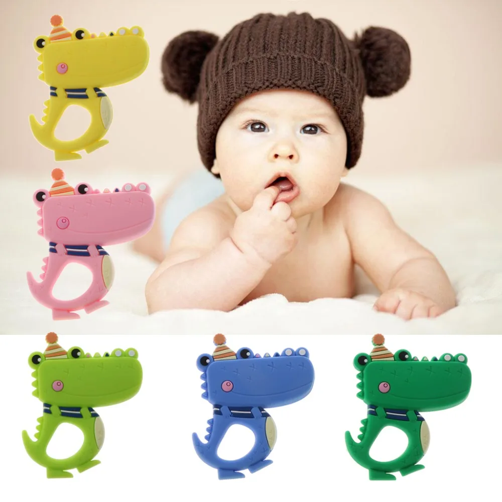 

1pcs Crocodile Pattern Baby Teether Silicone Teething BPA Free DIY Pacifier Chain Beads Teething Toy Silicone Teether