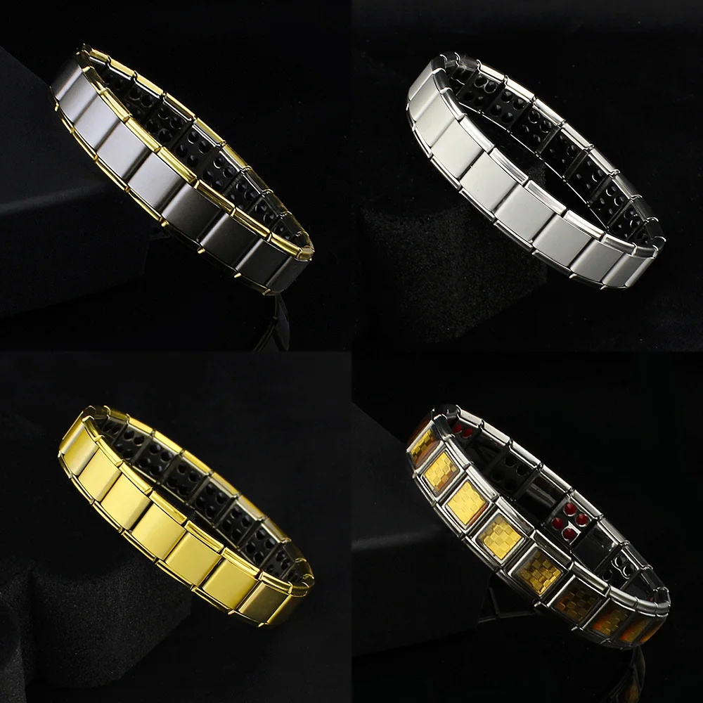 

Tourmaline Bracelets For Women Mens Bio Energy Magnetic Bracelet 2018 New Fashion Stainless Steel Chain Link Adjustable Length