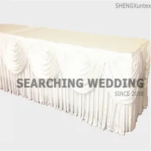 Лидер продаж Ice Шелковый Юбка для стола с топ Swag для Свадебная вечеринка Скатерти украшения