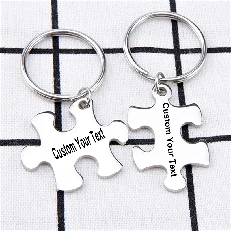 

2 Pcs Customer Any Design Custom Keychain Name Key Chain Engraved for Love Couples Keychains Car Key Ring Bag Charm Jewelry Gift