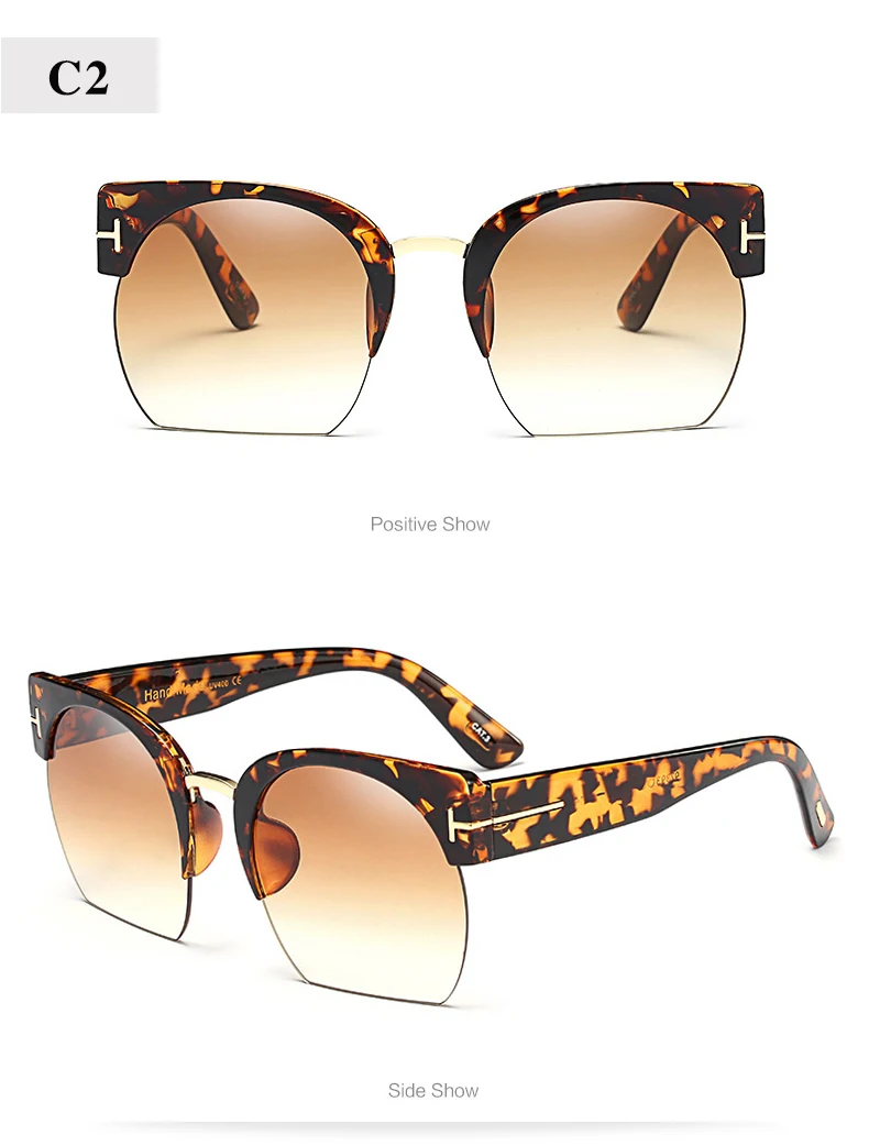 RTBOFY новейшие полуоправы Солнцезащитные очки женские брендовые дизайнерские прозрачные линзы солнцезащитные очки для женщин модные солнцезащитные очки винтажные
