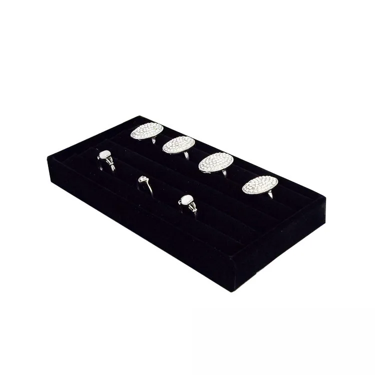  Portable Velvet Ring Insert Jewelry Display Tray Holder Stand Case Bague Trinket Shop Presentation 