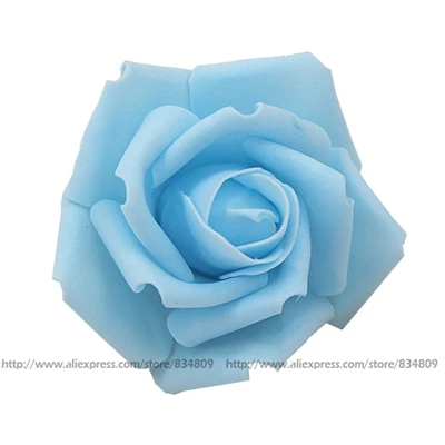 50 шт./лот, искусственные розы из пенопласта для дома и свадьбы, украшения, цветочные головки, шары для поцелуев, для свадеб, разные цвета, диаметр 7 см - Цвет: sky blue