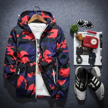 

2018 New Camouflage Jacket Men Plus Size Camo Hooded Windbreaker Jackets Military Canvas Jacket Parka Fashion Streetwear
