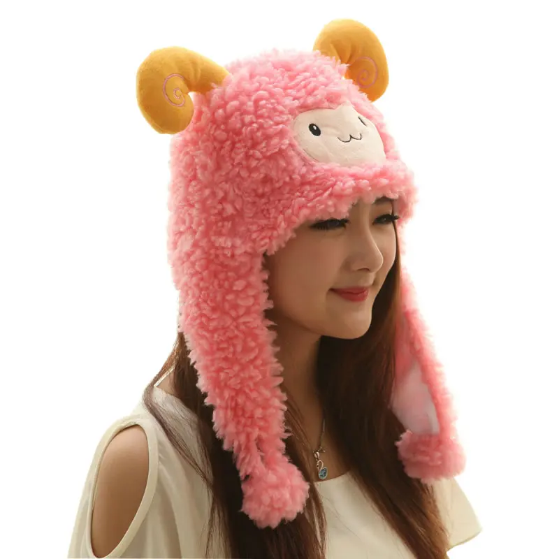 

Shineye Cute Adult Cartoon Plush Animal Cosplay Panda/Pikachu/Giraffe Warm Fluffy Hat Winter Women Men's Kid Boys Girls Costume