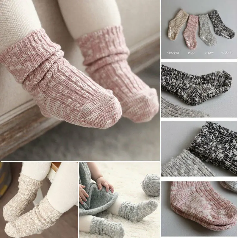 

2019 New Kids Socks Solid Candy Color Cotton Baby Anti Slip Warm Soft Socks For Boy Girl Toddler 0-4T Dropshipping