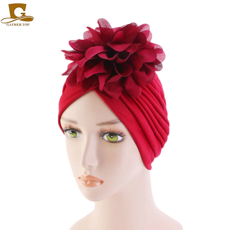 Женская Цветочная Кепка для волос тюрбан индийский тюрбан модный головной широкий шарф хиджаб Дамская Свадебная вечеринка тюрбанта бандана шляпа